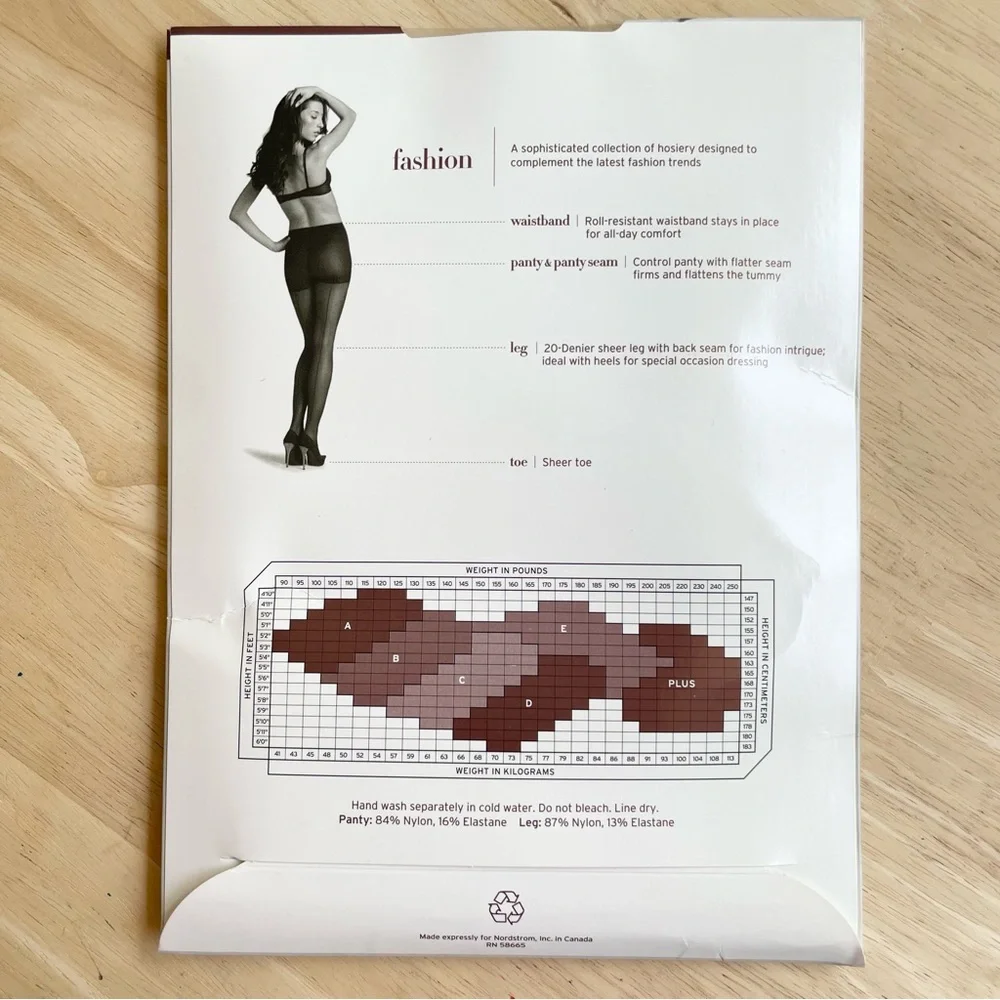 Nordstrom Sheer Back Seam Control Top Hosiery Women’s C Black - Picture 2 of 3